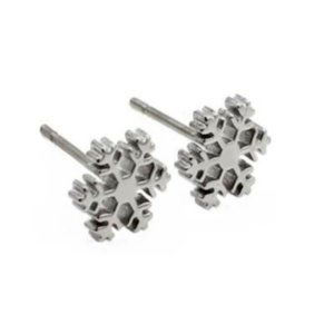 High-Quality Stainless Steel Silver Snowflake Winter Christmas Earrings
